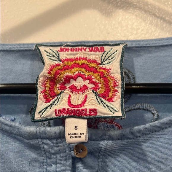 Johnny Was Floral Embroidered Blue Top - Picture 2 of 3